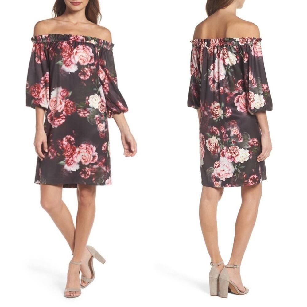 Felicity & Coco | Jules Print off the Shoulder Shift Dress Size M